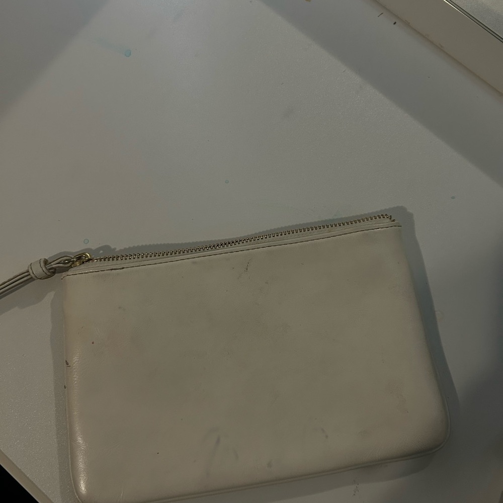 White Leather Wristlet